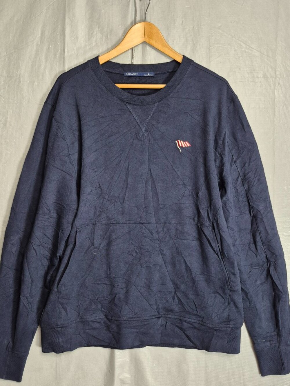 B. Draddy Sweatshirt Mens Large Navy Lightweight Crewneck Pullover Golf Stretch